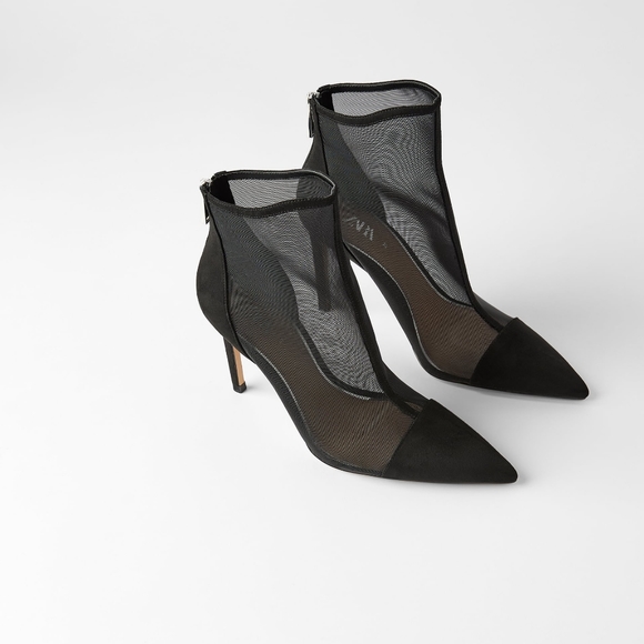 zara mesh ankle boots